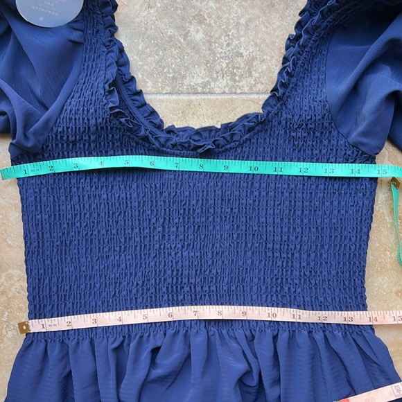 Hill House The Louisa Nap Dress Navy Crepe Blue Smocked Midi Dress NWT Pockets - Picture 12 of 16